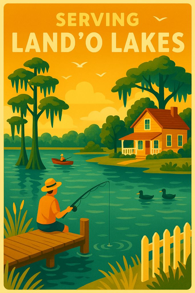 Map artwork of Land O' Lakes service area