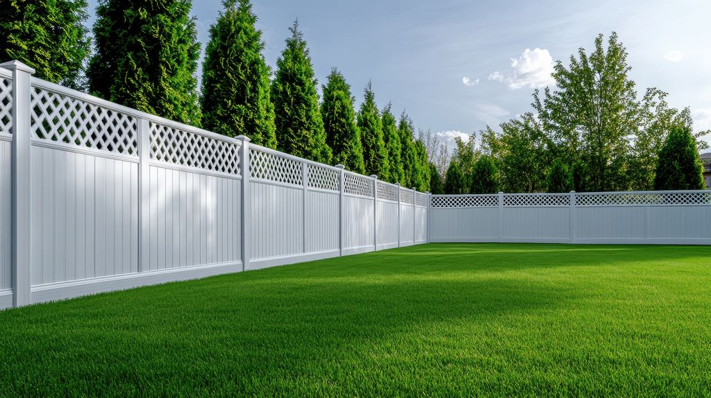 6 ft white vinyl lattice top fence in Gulfport