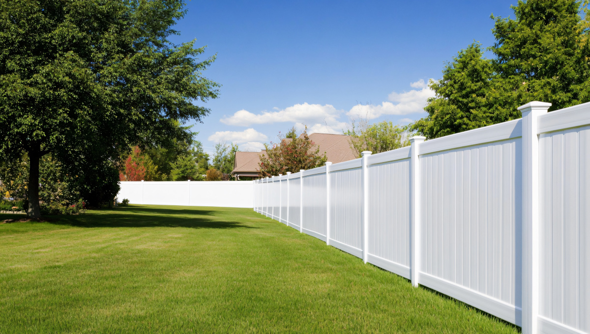 Long white vinyl privacy fence in St. Petersburg